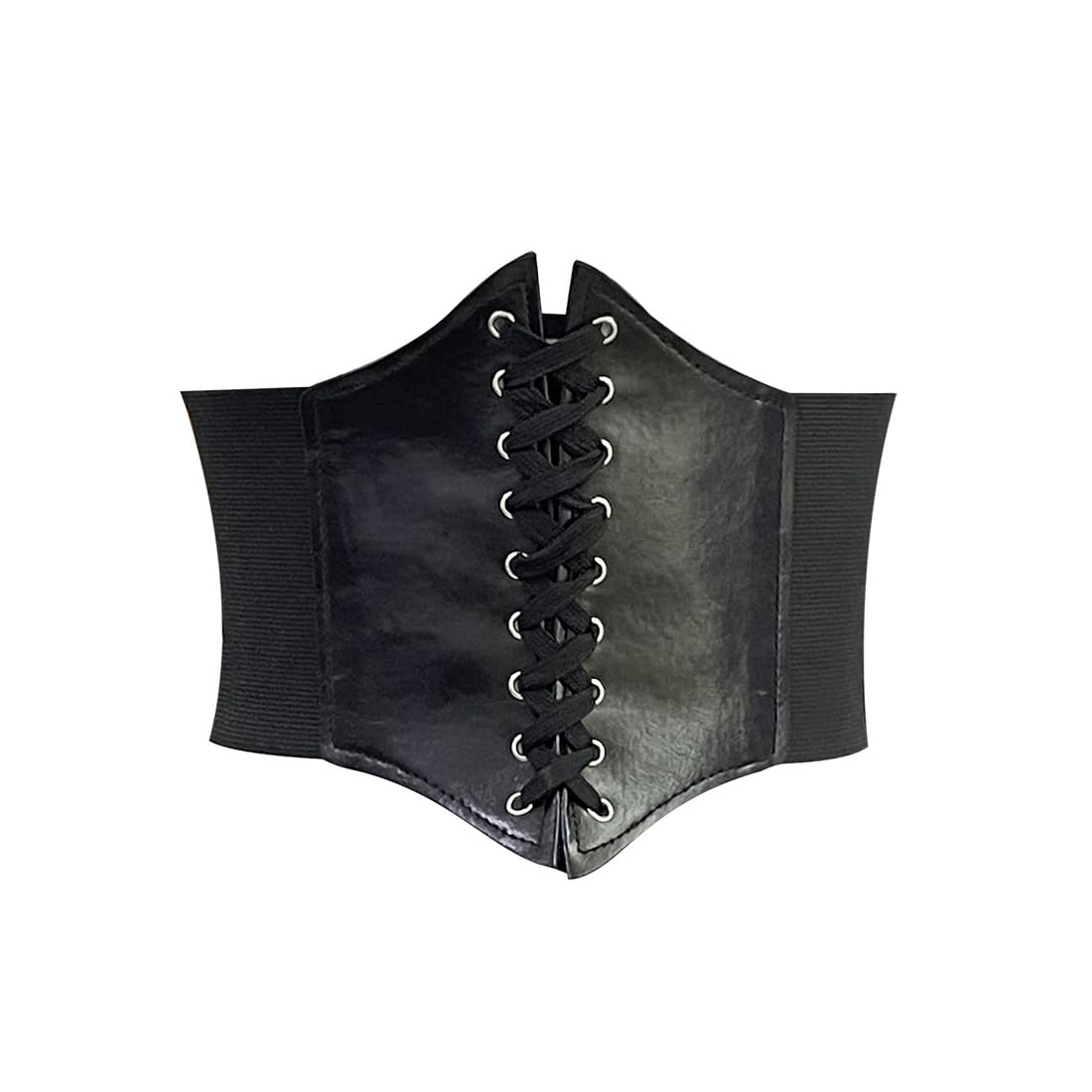 Norhogo Cintura in vita nera da donna, cintura elastica in vita con lacci, corsetto da donna, cintura larga elastica a tema retrò, cintura larga elastica per Halloween, Nero , L