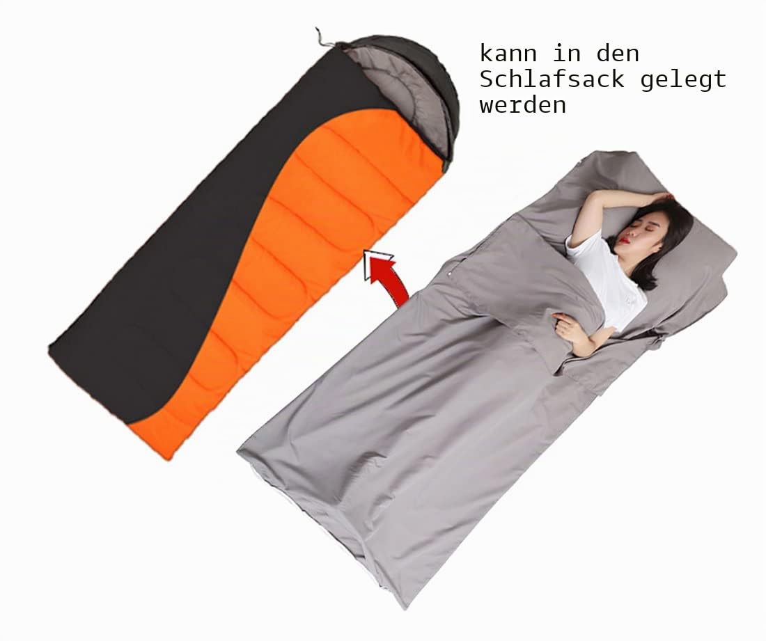 JITTY Hüttenschlafsack 210 x 115 cm,Schlafsack Inlett,Reiseschlafsack dünn leicht & kompakt,für Business, Camping, Rucksackreisen, Wandern, Bergsteigen, Zuhause, Hostels, Zug (Blau)