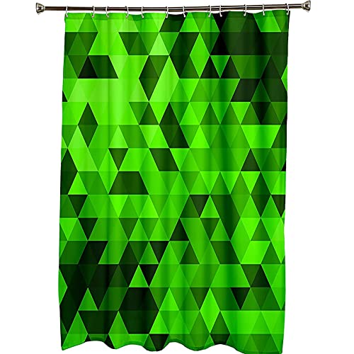 Rideau de douche 165x180cm polyester vert géométrique