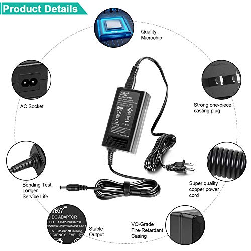 Hky [Ul Listed] Replacement Dymo Dc 24V Adapter Adaptor Power Supply Cable Cord For 4Xl, 310, 315, 320, 330, 400, 450 Label Thermal/Twin Turbo/Turbo Labels Printer/Duo Printer/Dymo Labelwriter #TOP4