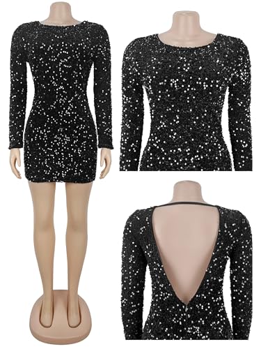 Image of Figdaw Sparkling Rhinestone Bodycon Dress for Women Special Occasions,Night Out