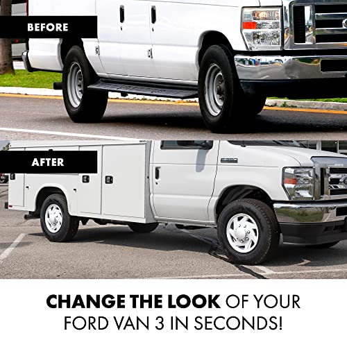 Mayde 16-Inch Hub Caps fits 1995-2019 Ford Van, Replacement Wheel Covers (Set of 4, Silver with Chrome Lug Covers) - Image 4