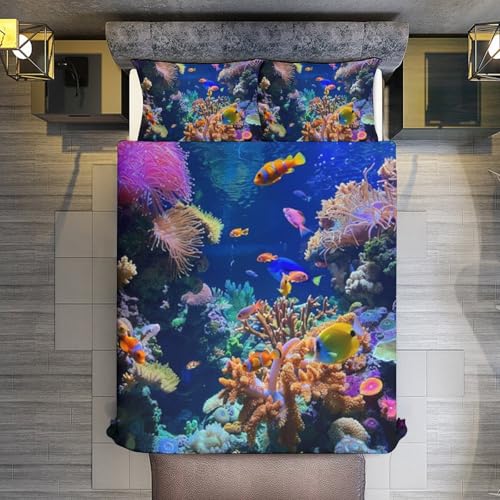 Parure de lit pour animaux en microfibre douce motif poisson tropical - 8