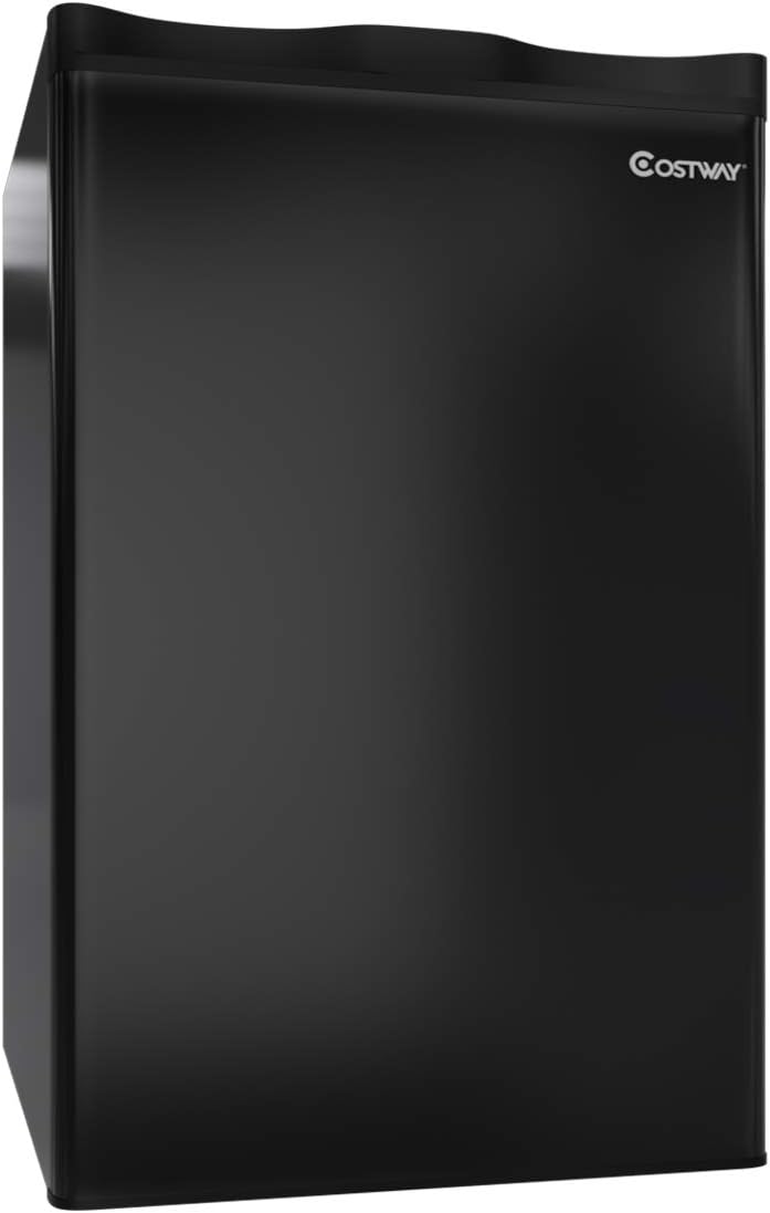 COSTWAY Compact Refrigerator, 3.2 cu ft. Mini Refrigerator Unit Small Single Door Freezer Cooler Fridge for Dorm, Office, Apartment (Black)