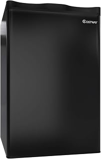 COSTWAY Compact Refrigerator, 3.2 cu ft. Mini Refrigerator Unit Small Single Door Freezer Cooler Fridge for Dorm, Office, Apartment (Black)