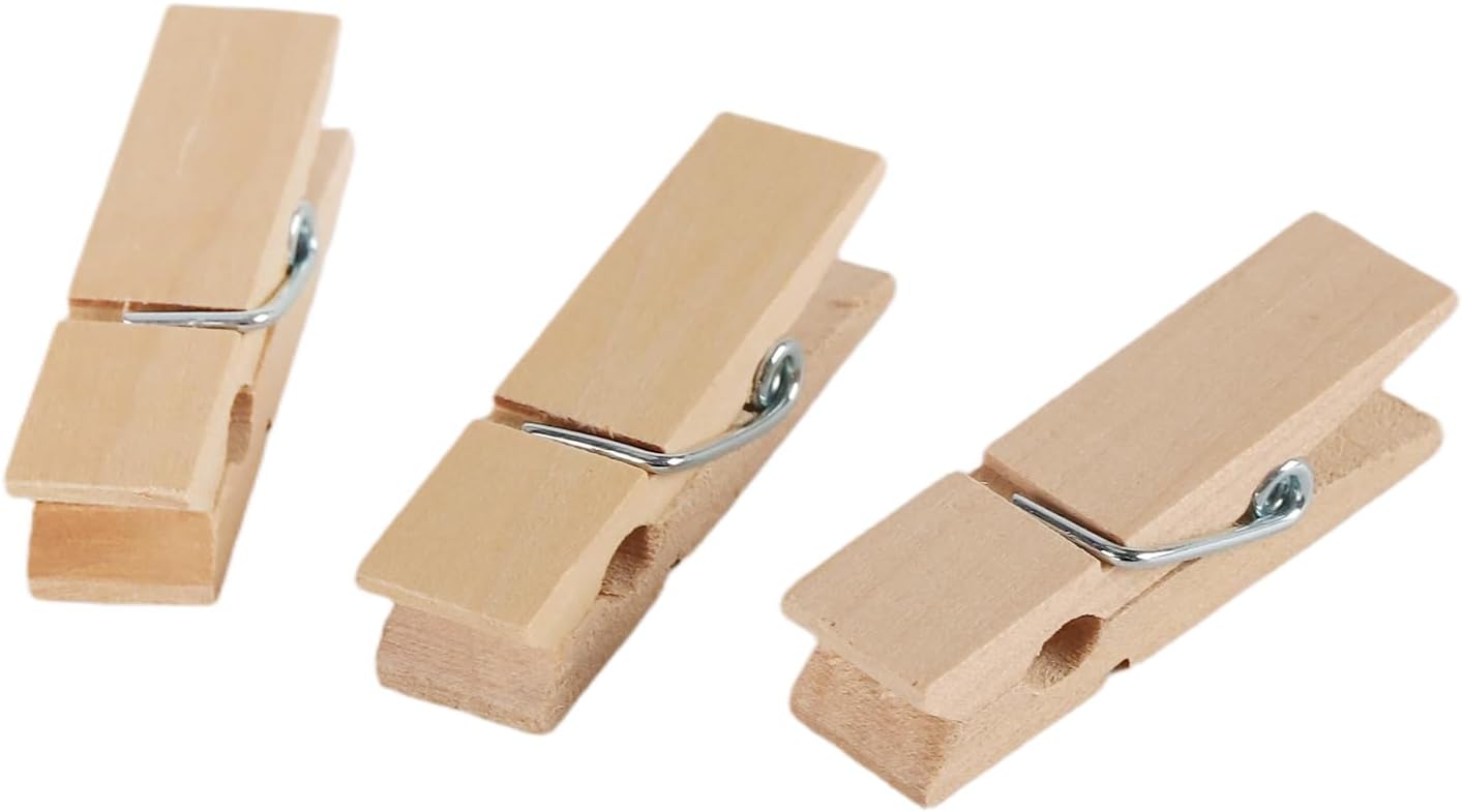 MANCHAP 500 PCS Wooden Clothes Pins, 1.77 x 0.47 inch Mini Clothespins Wood Spring Clips, Clothes Pegs for Pictures, Crafts, Snacks