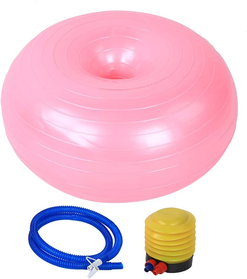 Yoga Ball - 50cm Exercise Ball - PVC Doughnut Shape - Yoga Ball Chair - Balance Trainer - Thicken Anti-Explosion Inflatable Seating Exercise - for Office & Home & Gym