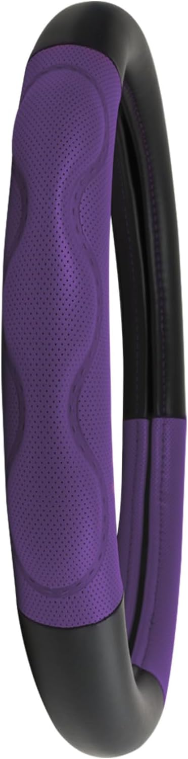 GG Grand General 54082 18 inches Deluxe Plus Steering Wheel Cover Full Black with Purple Comfort Pad