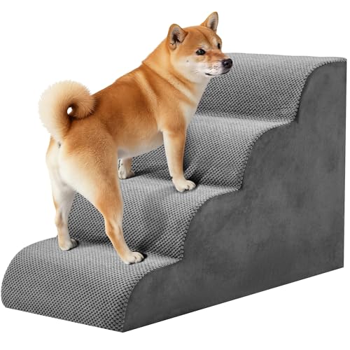 NEWBULIG 4-Step Dog Stairs, 20" H Dog Steps for Sofa and Chair, Non-Slip Sturdy Pet Steps for Small Dogs and Cats, Pet Ramp for High Bed Indoor