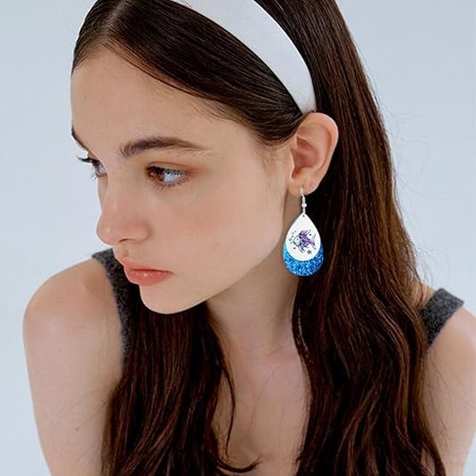 Teacher Earrings for Women Cartoon Animal Glitter Leather Graduation Earrings Elephant Cat Fish Hungry Caterpillar Earring Back to School Jewelry4