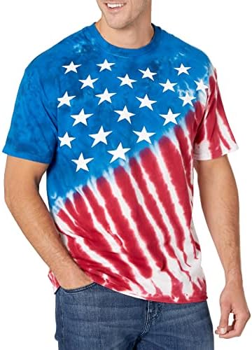 Liquid Blue Men's Plus-Size Stars and Stripes T-Shirt, Tie Dye, X-Large
