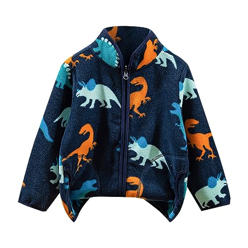 Jacket for Boys Winter Toddler Fall And Winter Boys' Zipper Dinosaur Print Long Sleeve Jacket With Warbler Jacket