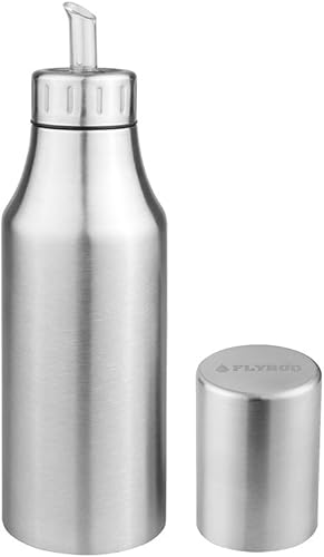 Flyboo Dispensador de aceite de oliva de 25 onzas botella de aceite de acero inoxidable a prueba de fugas decantador de aceite de oliva para cocina