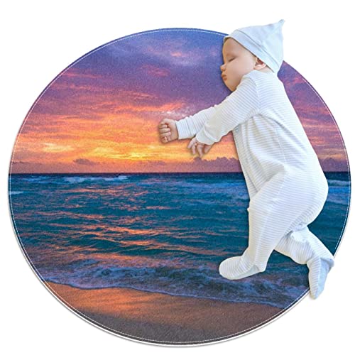 Alfombra redonda de playa para niños y mascotas en zona de juegos de 80x80cm 2