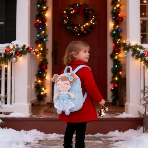 Image of Gloveleya Back to School Gifts for Girls Kids Backpack Toddler Girls Backpacks with Soft Plush Doll Toys Blue