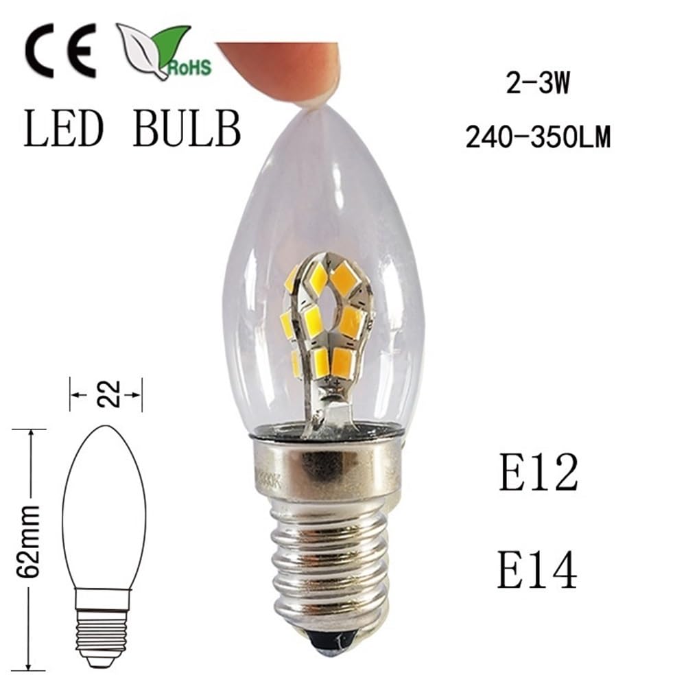 KJXP, Paquete de 20 bombillas LED tipo vela CA 85-265 V C7 E12/E14 de 2,5 W, 24 x 2835 SMD, for iluminación de exteriores(White 6500K,E14 AC85-265V)