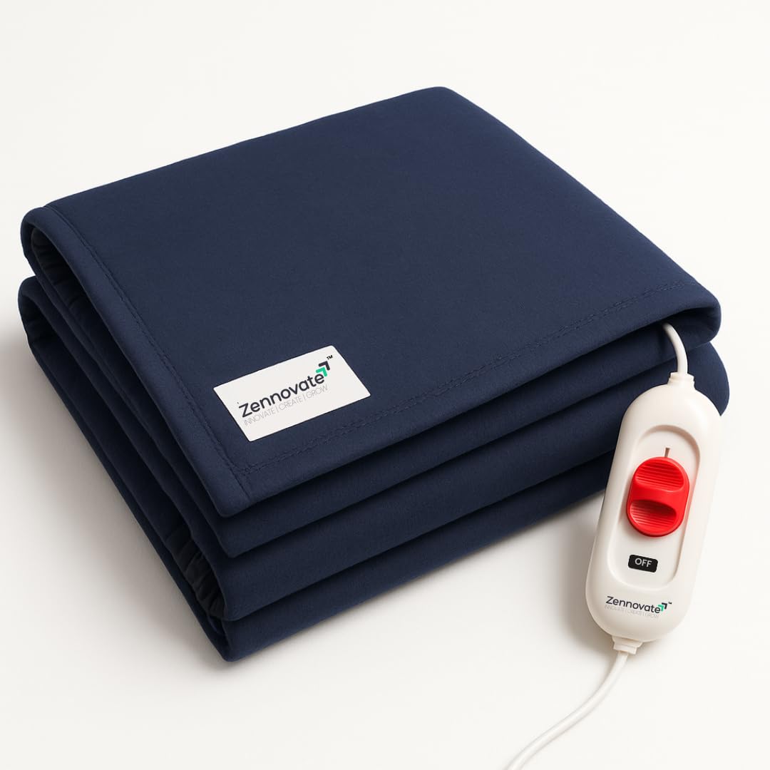 Zennovate Superior Elite Marino Wool Electric Bed Warmer - Electric Under Blanket - Single Bed Size (150cms x 80cms) with 4 Heat Settings (Upper Body and Lower Body) (Blue)-picture-16