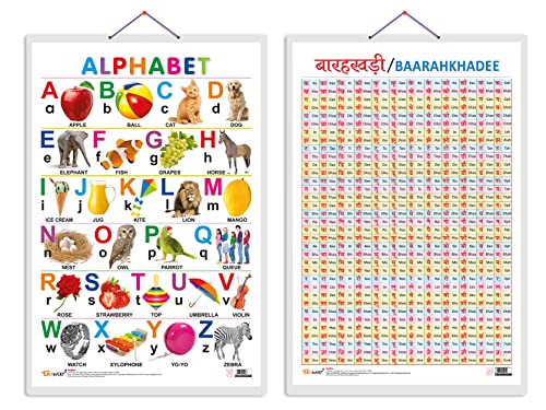 Image of GO WOO Combo of 2 Alphabet and Baarahkhadee Educational Posters for Preschool Kids Classroom Study | Learning- Charts for Kids Learning (20 inchX30 inch Inches)