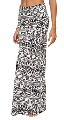 Women's Boho Flod Over Long Maxi Skirt Elastic High Waisted Long Skirts for Women2
