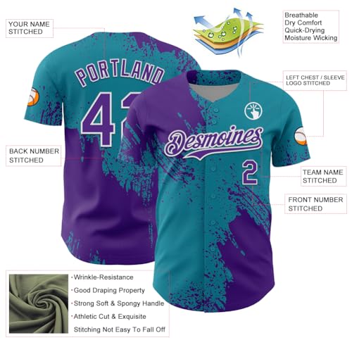 Custom Gradient Baseball Jersey Button Down Softball Shirts Stitched Personalized Men Women Youth Sports Team Uniforms miniatura 3