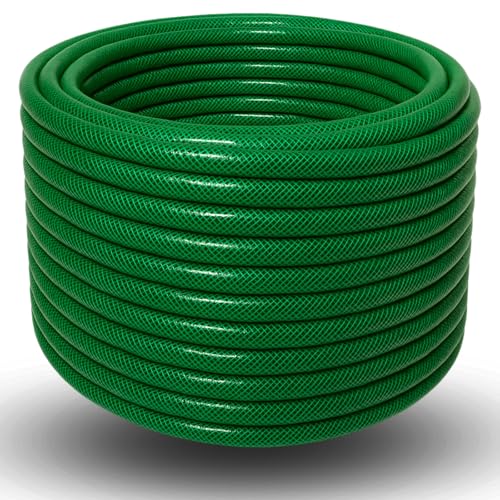 Gartenschlauch 3/4 Zoll 20m 30m 50m – grün oder gelb – optional mit Adapter Set – flexibel UV-beständig knickfest für Garten, Bewässerung, Auto, Haushalt (Grün, 50m)