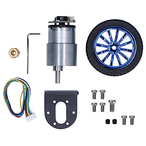 Juego de Motor Codificador de Eje de Alta Precisión, Eje de 6mm con Soporte de Montaje para Robot de Coche Inteligente DC6V JGB37 520 (200RPM)