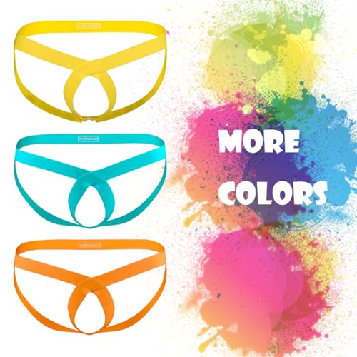 JINSHI Men's Open Front Jockstrap Underwear Male Sexy G-String Thong with Hollow Out Design4