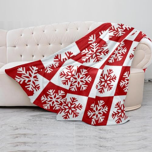 Couverture flocon de neige rouge en microfibre douce haute densité - 5