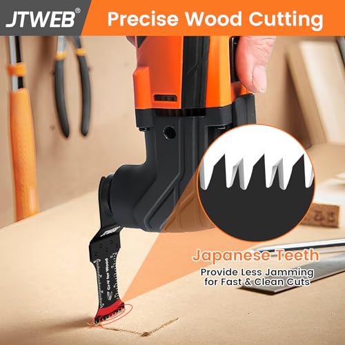 Jtweb 202309140459001 Japanese Tooth Oscillating Saw Blades Wood, 10Pcs Arc-Shaped Edge Multi Tool Blades For Wood, Plastic, Power Oscillating Tool Blade Multitool Blades Kits Sharpener Universal Fit Dewalt Milwaukee thumb #2