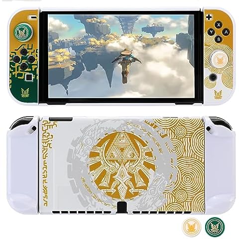 Tscope Protective Case for Nintendo Switch OLED, for Zelda Tears of The Kingdom Hard Shell Dockable Anti-Scratch Shockproof Slim Cover for OLED Consolo Joy-Cons (OLED White) Cover