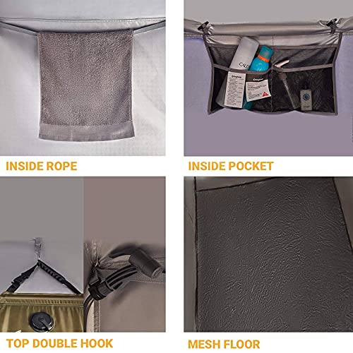 Kingcamp 2 Room Oversize Space Privacy Shower Tent With 5 Gallon Camping Shower Bag For Outdoor Camping Traveling Premium Camp Spa Warm Shower & Clean #TOP3