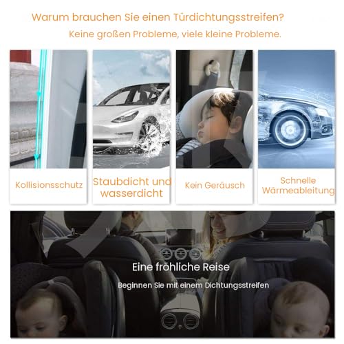 Kantenschutz für Autotüren,Kantenschutz, Gummidichtung, Schutz mit U-Form, Autoschutz, Türkantenschutz, passend für die meisten Autos(Transparent, 16FT)