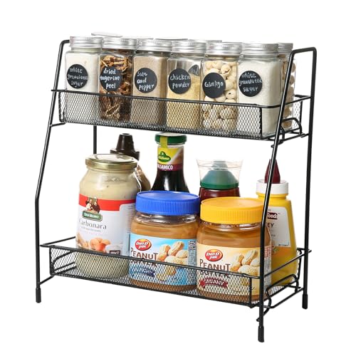 Relaxdays Gewürzregal 2-stöckig - Metall Organizer Für Küche 35x40x16cm