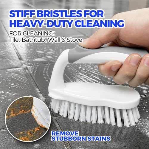 Image of Holikme 6 Pack Cleaning Brush Scrub Brush Kitchen Brush for Floor,Grey | Scrub Brushes for Cleaning, Heavy-Duty Scrub Brush, Stiff Bristles Cleaning Brush for Kitchen Bathtub Floor and Wall