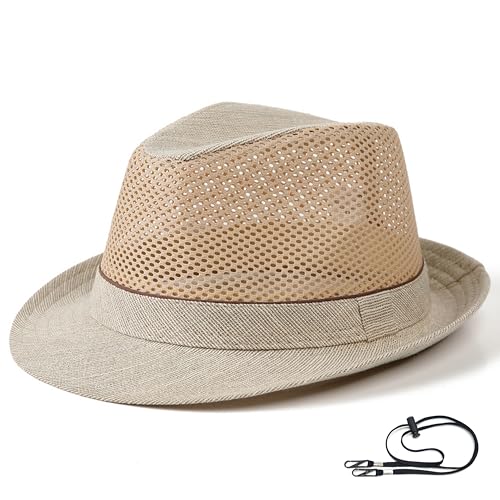 Image of Lisianthus Men's Summer Fedora Hats - Breathable Short Brim Outdoor Hat