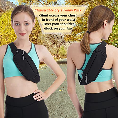 USHAKE Fanny Pack Waist Packs with Extender for Men Women, Waist Pouch Bag Hip Pack with 3-Zipper Pockets Adjustable Straps for Casual Travel Hiking Running Outdoor Sports - Image 6