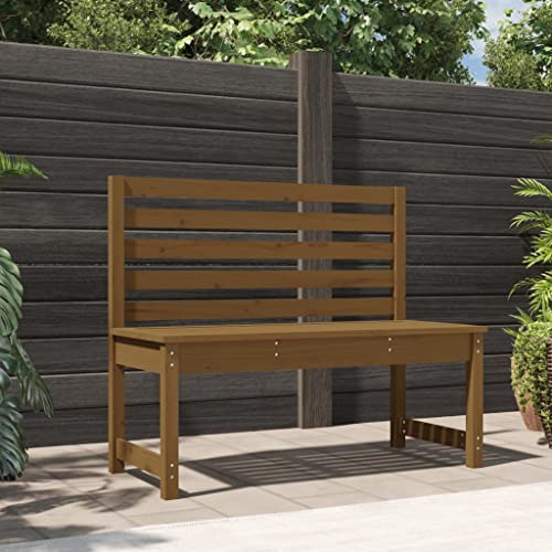 GCHDHAPB Home-Outdoor Home-Outdoor Home-Outdoor - Bancos de jardín, banco de jardín, color marrón miel, 109 cm, madera maciza de pino