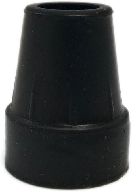 Harvy 1" Heavy Duty Black Rubber Replacement Cane Tip. (2 Pack)