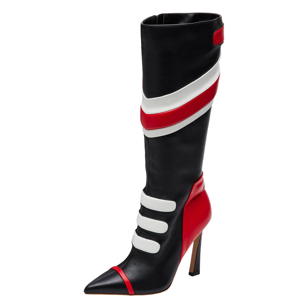 FSJ Women Multicolor Knee High Boots Pointed Toe Tall High Heel Long Boots Side Zipper Novel Color Matching