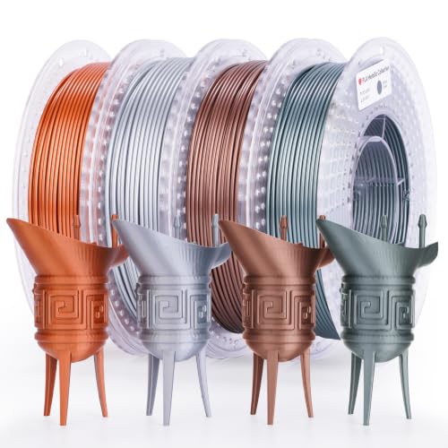 Image of AMOLEN PLA 3D Printer Metal-Like Filament PLA Filament 1.75mm Filament Bundle,Green Bronze, Silver,Bronze, Red Copper,3D Printing Filament Bundle, 200gX 4 Spools