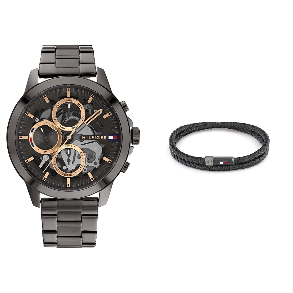 Tommy Hilfiger Analoge Multifunktions-Quarzuhr für Herren mit Edelstahl- oder Lederarmband