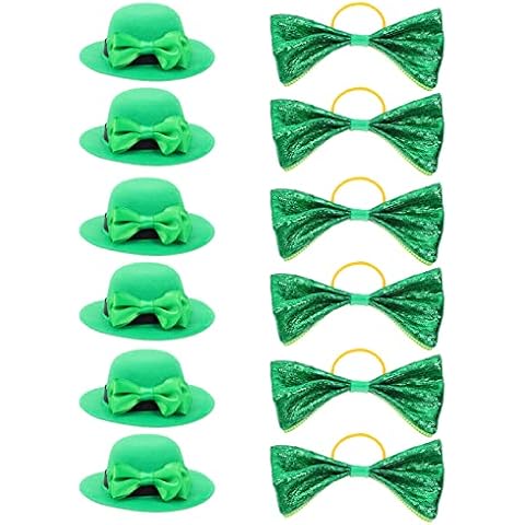 LUOZZY 12Pcs St. Patrick's Day Mini Leprechaun Hats & Bow Ties St. Patrick's Day Party Wine Bottle Decorations Wine Topper Wine Caps Cover
