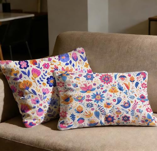 Taie oreiller 40x70 velours à fleurs pour décoration canapé salon