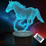 Lightzz 3D Pferdelampe für Kinder Mädchen Jungen Pferdeliebhaber Geschenke, 16 Farben Fernbedienung LED Illusion Tier Nachtlicht für Home Office Dekoration Geschenke