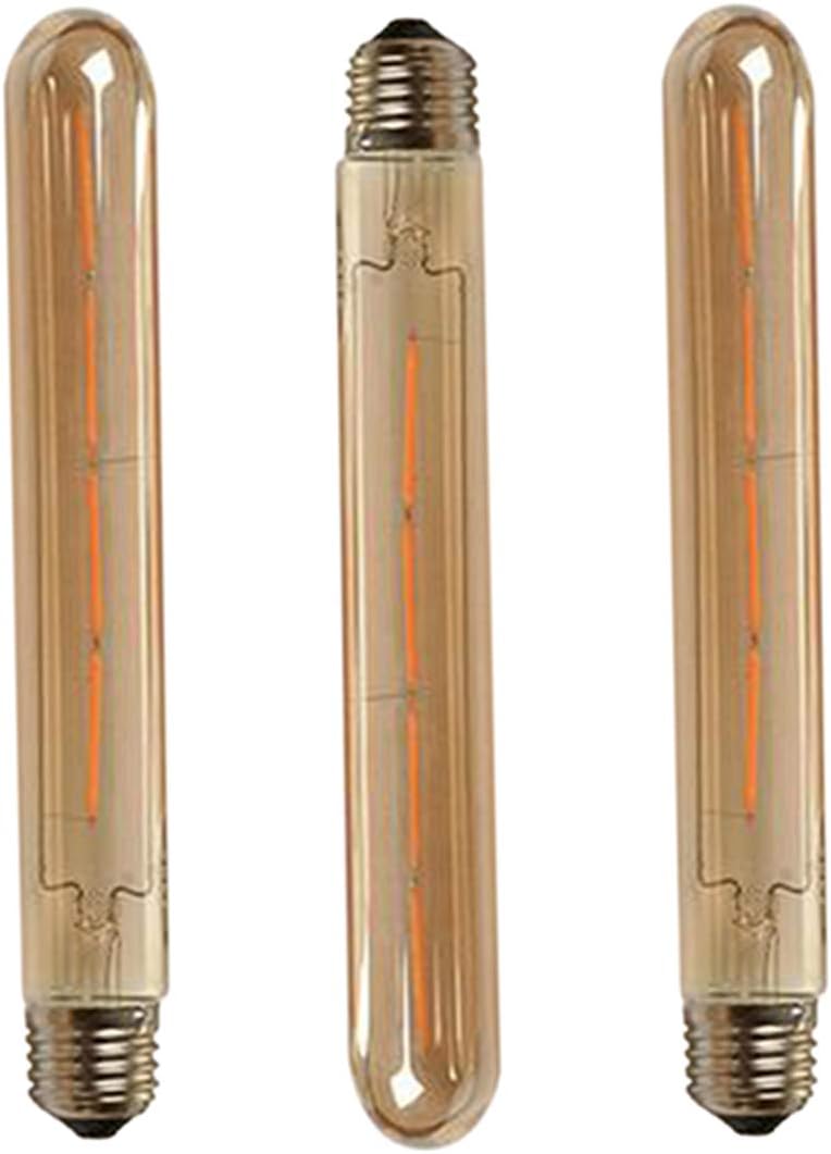 T225 Vintage LED Edison 4W Dimmable LED Tubular Filament Bulb 4 Watt(40W Equivalent) Long Tube Vintage LED Light,E26/E27 Medium Socket Base,Amber Glass,Warm White 2300K,320LM,6 Pack