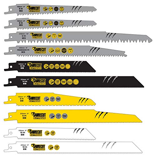 10 x SabreCut SCRSK10C Mixed S610DF S644D S922BF S922HF S1110DF S1122HF S1122BF S1531L S2345X Fast Wood and Metal Cutting Reciprocating Sabre Saw Blades
