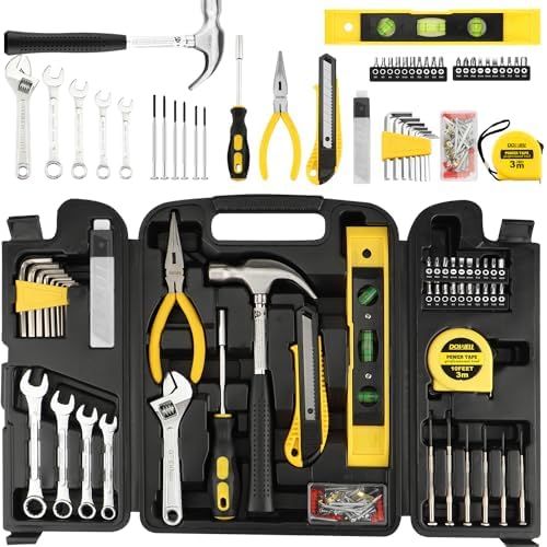 DOWELL 90 Piece Tool Set Home Repair Hand Tool Kit with Wrench Sets Plastic Tool Box Storage Case