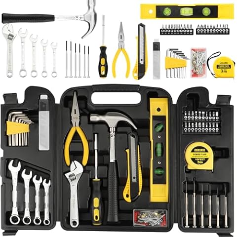 DOWELL 90 Piece Tool Set Home Repair Hand Tool Kit with Wrench Sets Plastic Tool Box Storage Case Cover