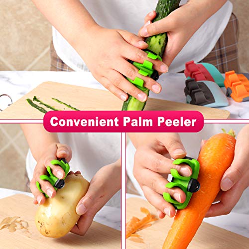 4 Pieces Finger Vegetable Peeler Palm Peeler Kitchen Fruit Potato Peeler With Comfortable Rubber Finger Grip For Pumpkin Carrot Cucumber Potato Peeling (Assorted Colors) #TOP2