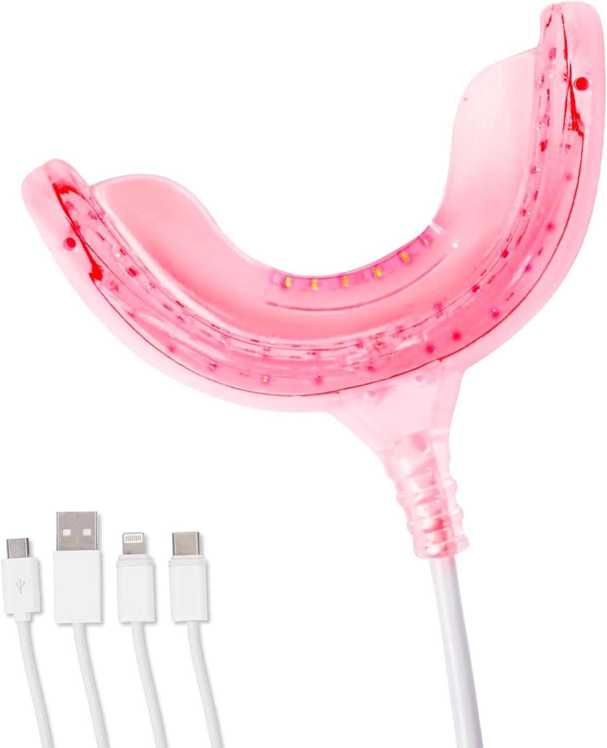 Terapia a luce rossa per gengive, luce parodontale a 32 LED, sollievo dal mal di denti, gengive sanguinanti, luce rossa per la salute delle gengive, con adattatori per USB/C, iPhone e Android